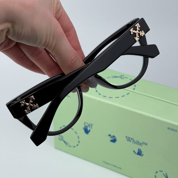 Off-White STYLE 4 AF 11000 BRAND NEW Eyeglasses Black Blue Block Unisex Cat Eye - Picture 3 of 10